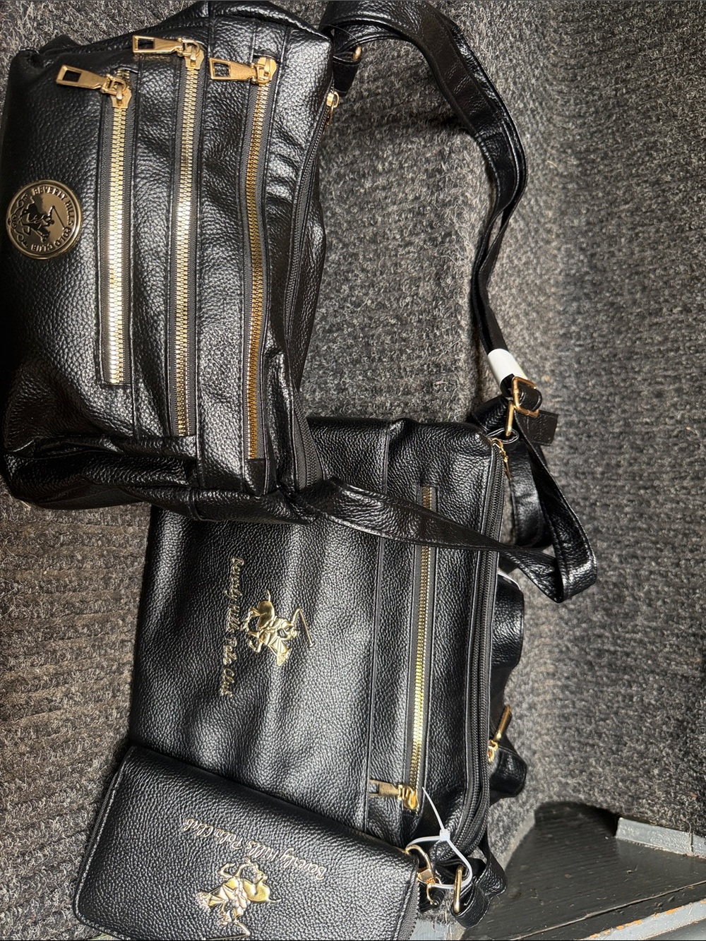 Black women’s Crossbody Bag with Gold Hardware